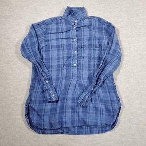 Lauren Ralph Lauren Shirt Womens Small Blue Plaid Regular Fit Collar Button Down